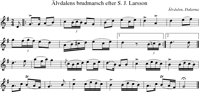  lvdalens brudmarsch efter S. J. Larsson