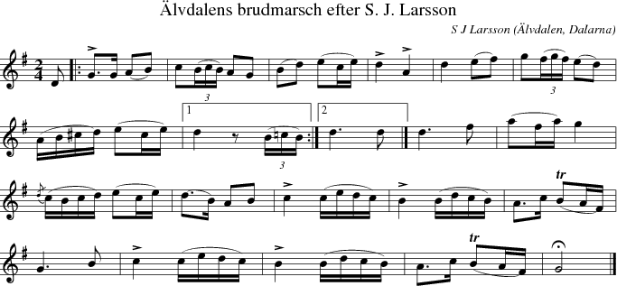  lvdalens brudmarsch efter S. J. Larsson