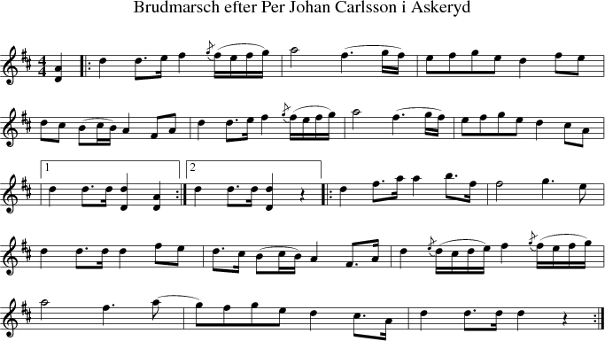  Brudmarsch efter Per Johan Carlsson i Askeryd