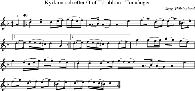  Kyrkmarsch efter Olof T�rnblom i T�nn�nger