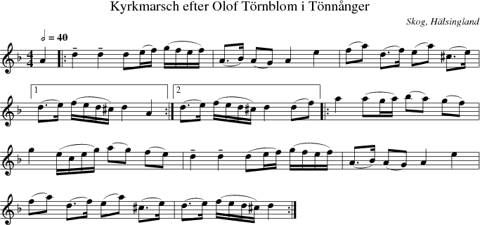  Kyrkmarsch efter Olof Trnblom i Tnnnger