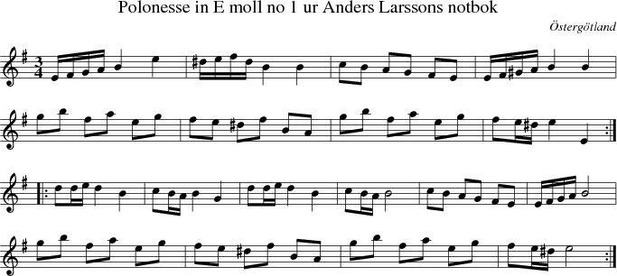  Polonesse in E moll no 1 ur Anders Larssons notbok