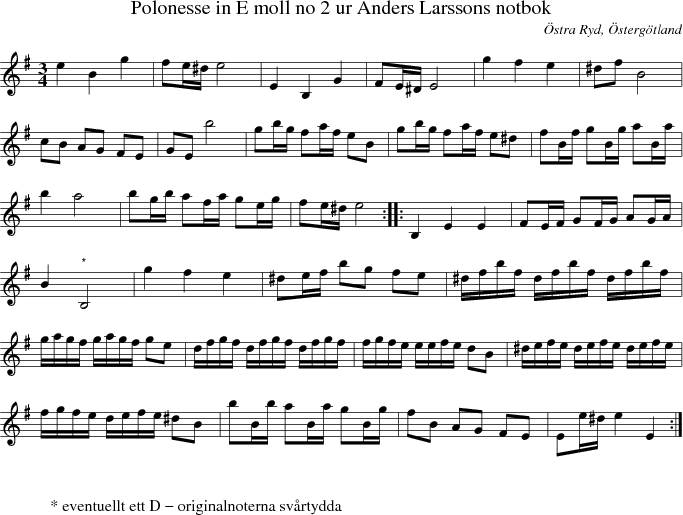  Polonesse in E moll no 2 ur Anders Larssons notbok