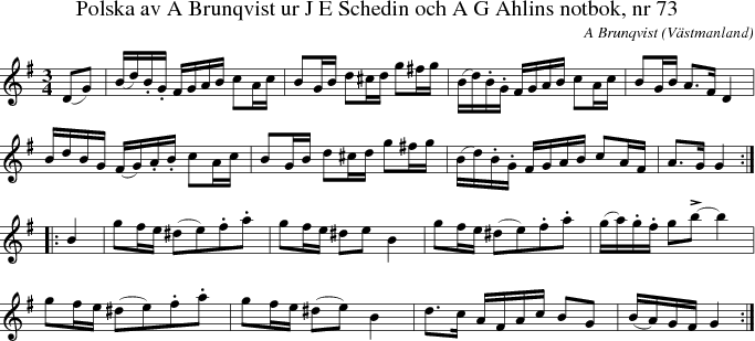  Polska av A Brunqvist ur J E Schedin och A G Ahlins notbok, nr 73