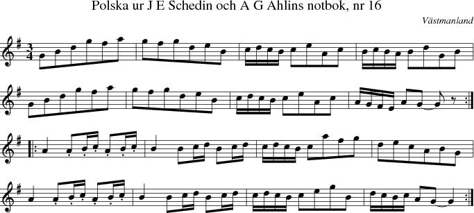  Polska ur J E Schedin och A G Ahlins notbok, nr 16